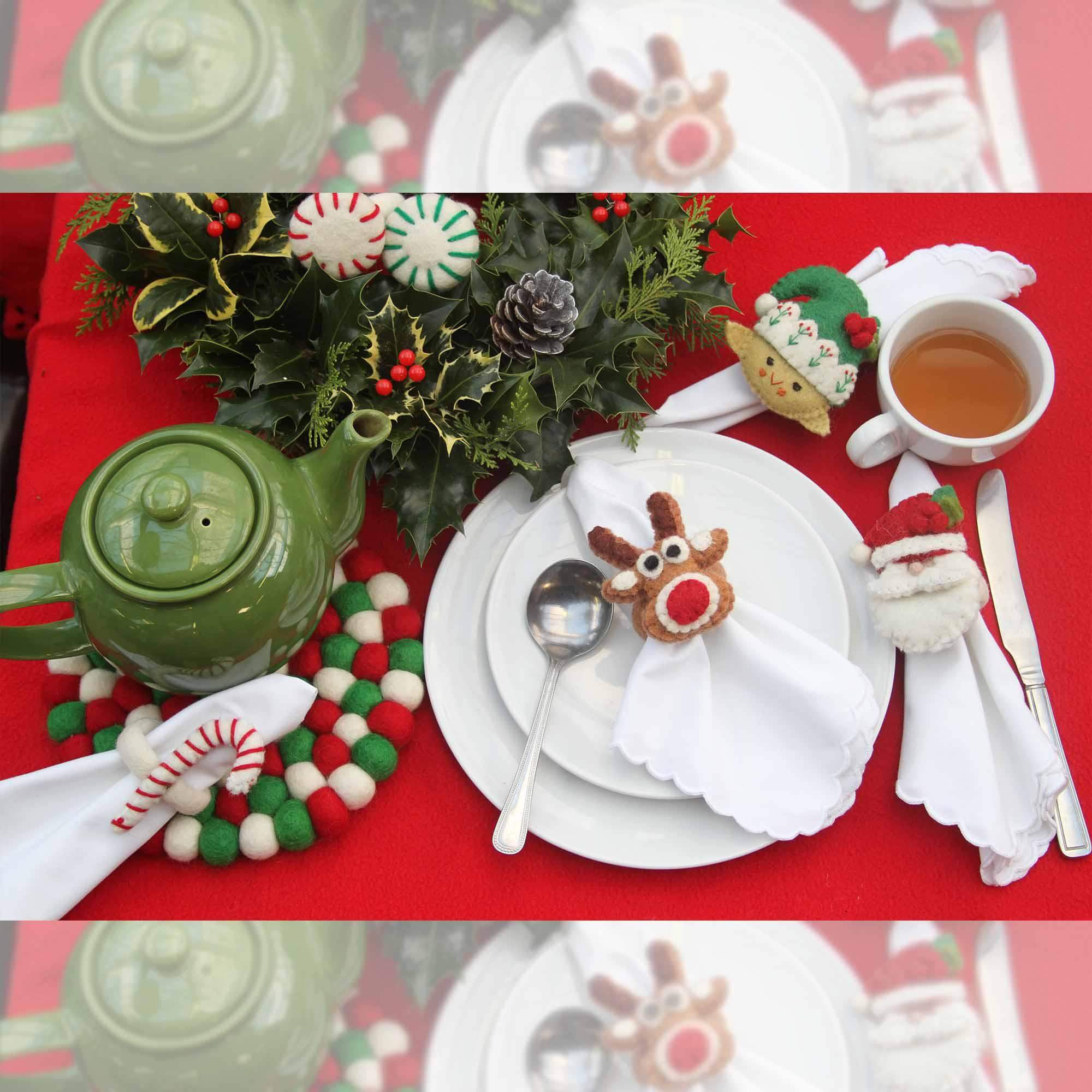 Hand Felted Christmas Napkin Rings, Set of Four - Global Groove (T) - Global Groove - Flyclothing LLC