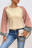 Checkered Contrast Round Neck Long Sleeve T-Shirt - Trendsi - Flyclothing LLC
