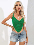 Crisscross Tie Back Point Hem Knit Top - Trendsi - Flyclothing LLC