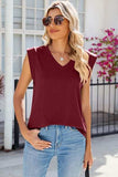 V-Neck Cap Sleeve Tank - Trendsi - Flyclothing LLC