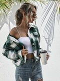 Plaid Dropped Shoulder Shirt Jacket - Trendsi
