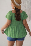 Ditsy Floral Flutter Sleeve Peplum Blouse - Trendsi