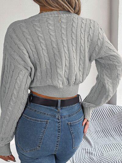 Twisted Cable-Knit V-Neck Sweater - Flyclothing LLC