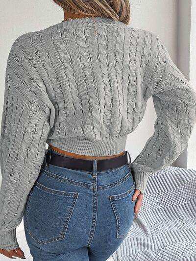 Twisted Cable-Knit V-Neck Sweater - Trendsi - Flyclothing LLC