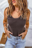 Waffle-Knit Scoop Neck Tank Top - Flyclothing LLC