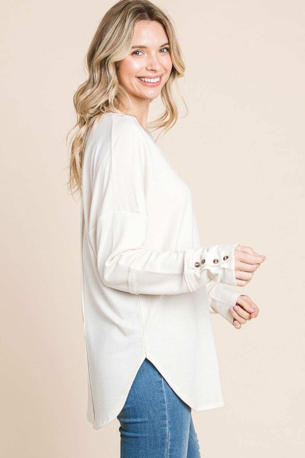 Culture Code Full Size V-Neck Dropped Shoulder Blouse - Trendsi - Flyclothing LLC