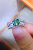 1 Carat Moissanite Contrast 925 Sterling Silver Ring - Trendsi