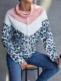 Leopard Color Block Drawstring Sweatshirt - Trendsi - Flyclothing LLC