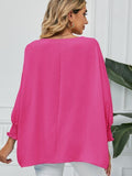 Smocked Lantern Sleeve Round Neck Blouse - Trendsi