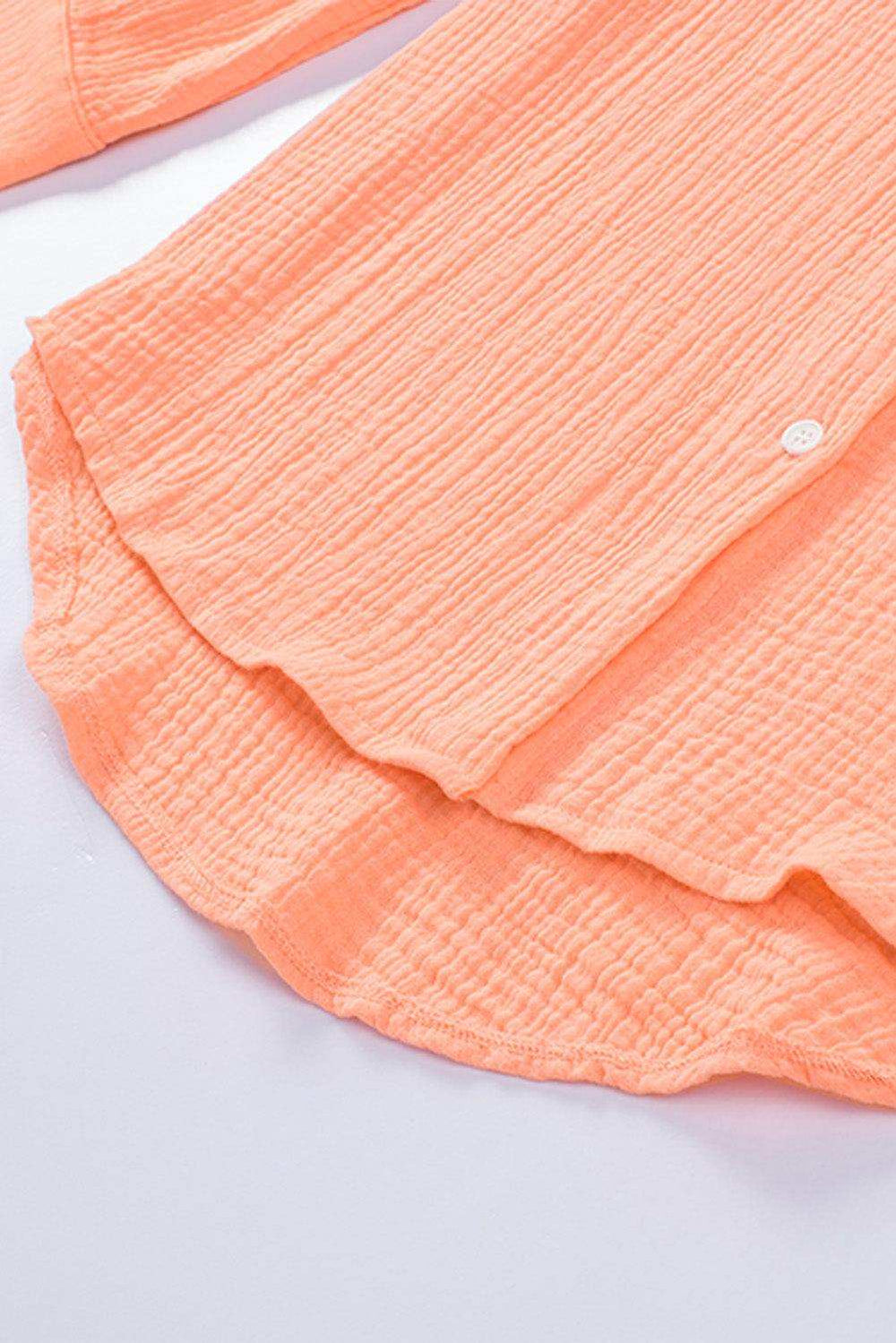 Textured Drop Shoulder Longline Shirt - Trendsi - Flyclothing LLC