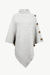 Turtleneck Buttoned Poncho - Trendsi - Flyclothing LLC