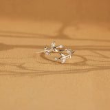 925 Sterling Silver Zircon Leaf Shape Ring - Trendsi