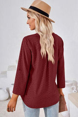 Notched Roll-Tab Sleeve T-Shirt - Trendsi - Flyclothing LLC