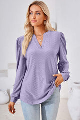Notched Long Sleeve T-Shirt - Trendsi - Flyclothing LLC