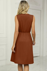 Contrast V-Neck Sleeveless Dress - Trendsi - Flyclothing LLC