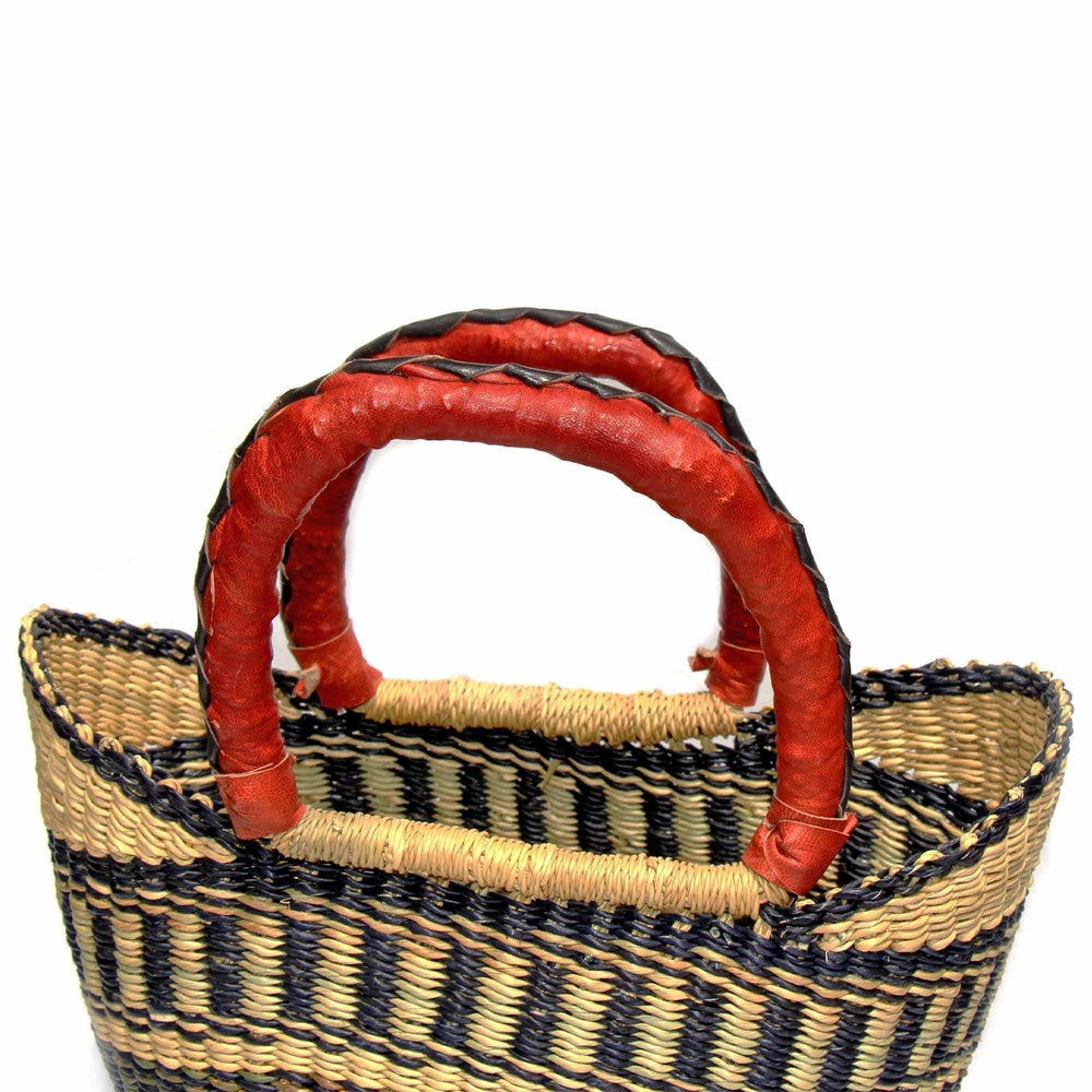 Bolga Tote, Neutrals with Leather Handle - 14-inch - Gitzell - Flyclothing LLC