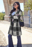 Double Take Full Size Plaid Button Up Lapel Collar Coat - Trendsi