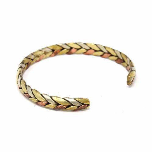 Copper and Brass Cuff Bracelet: Healing Trinity - DZI (J) - DZI (J) - Flyclothing LLC
