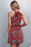 Floral Tied Sleeveless Mini Dress - Trendsi