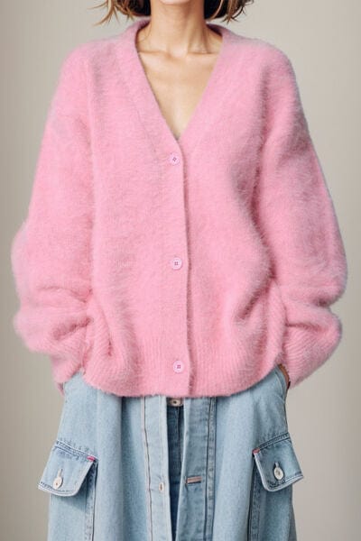 Button Up Dropped Shoulder Cardigan - Trendsi