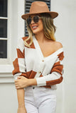 Plaid V-Neck Dropped Shoulder Cardigan - Trendsi - Flyclothing LLC
