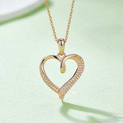 Moissanite 925 Sterling Silver Heart Shape Necklace - Trendsi - Flyclothing LLC