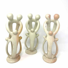 Natural Soapstone Family Sculpture - 2 Parents, 3 Children - Smolart - Flyclothing LLC