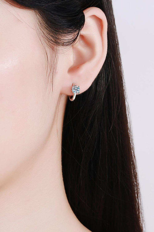 1 Carat Moissanite Huggie Earrings - Trendsi - Flyclothing LLC