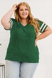 Plus Size Striped V-Neck Tee Shirt - Trendsi - Flyclothing LLC