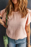 Textured Flutter Sleeve Keyhole Blouse - Trendsi
