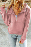 Half-Zip Thumbhole Sleeve Hoodie - Trendsi - Flyclothing LLC
