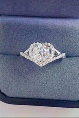 1 Carat Moissanite 925 Sterling Silver Heart Ring - Trendsi - Flyclothing LLC