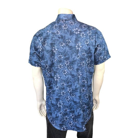 Rockmount Clothing Mens Blue Floral Print Short Sleeve Western Shirt - Rockmount Clothing