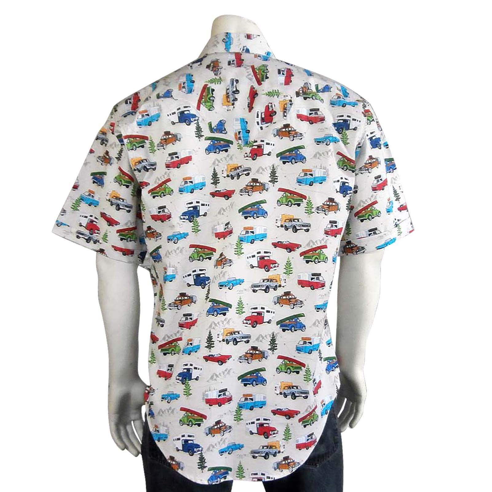 Rockmount Clothing Mens Retro Camper Print Short Sleeve Western Shirt In Tan - Rockmount Clothing - Flyclothing LLC