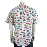 Rockmount Clothing Mens Retro Camper Print Short Sleeve Western Shirt In Tan - Rockmount Clothing - Flyclothing LLC