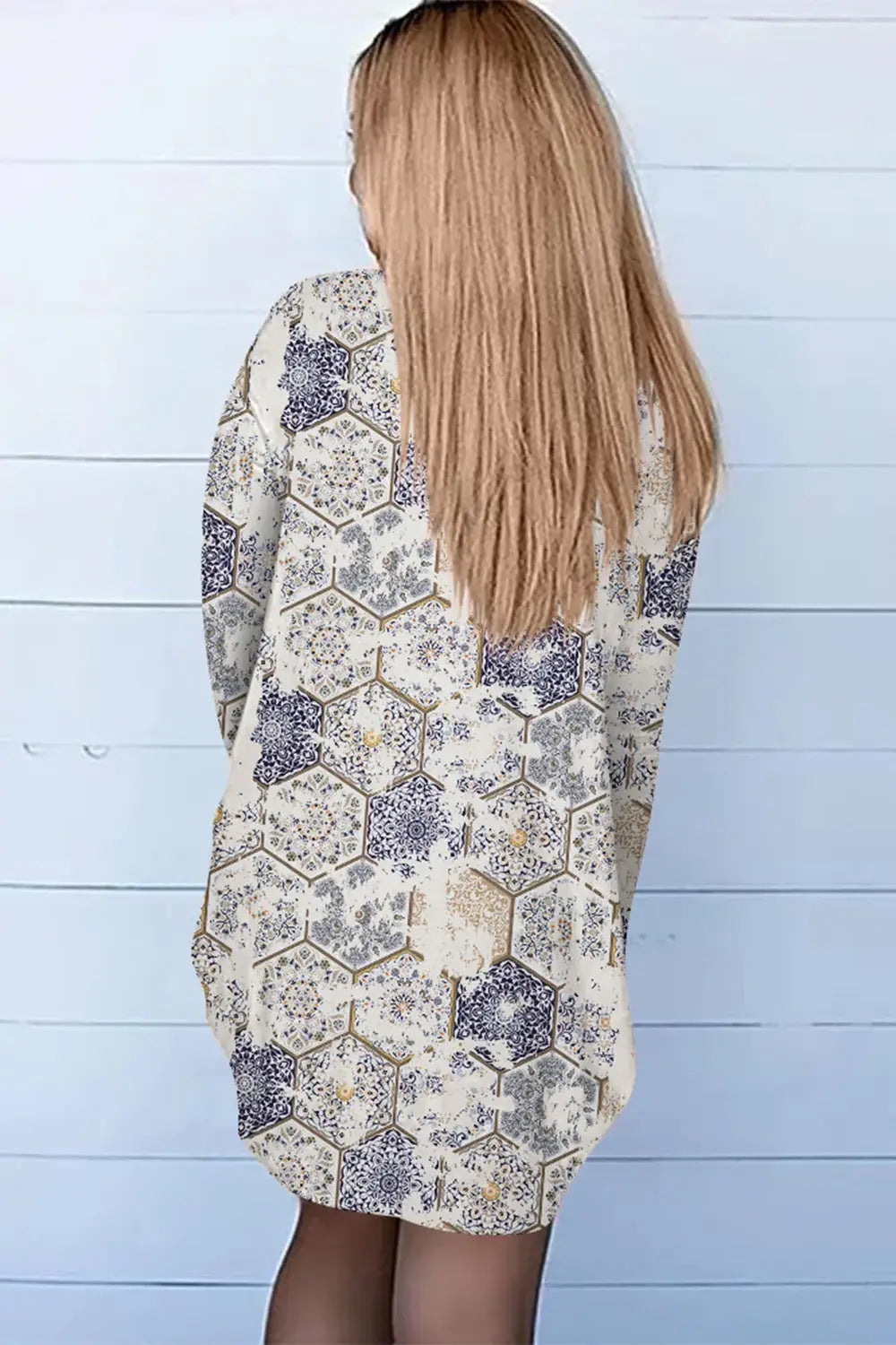 Printed Long Sleeve Cardigan - Trendsi - Flyclothing LLC
