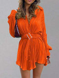 Button Up Dropped Shoulder Shirt Dress - Trendsi - Flyclothing LLC