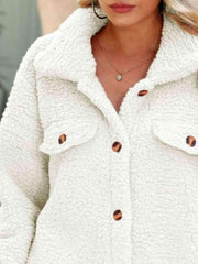 Button Down Collared Coat - Trendsi