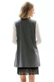 One-Button Sleeveless Longline Blazer - Trendsi