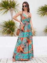 Printed Surplice Spaghetti Strap Dress - Trendsi - Flyclothing LLC