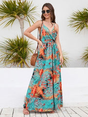 Printed Surplice Spaghetti Strap Dress - Trendsi