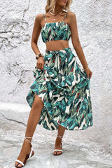 Botanical Print Cami and Tiered Skirt Set - Trendsi - Flyclothing LLC