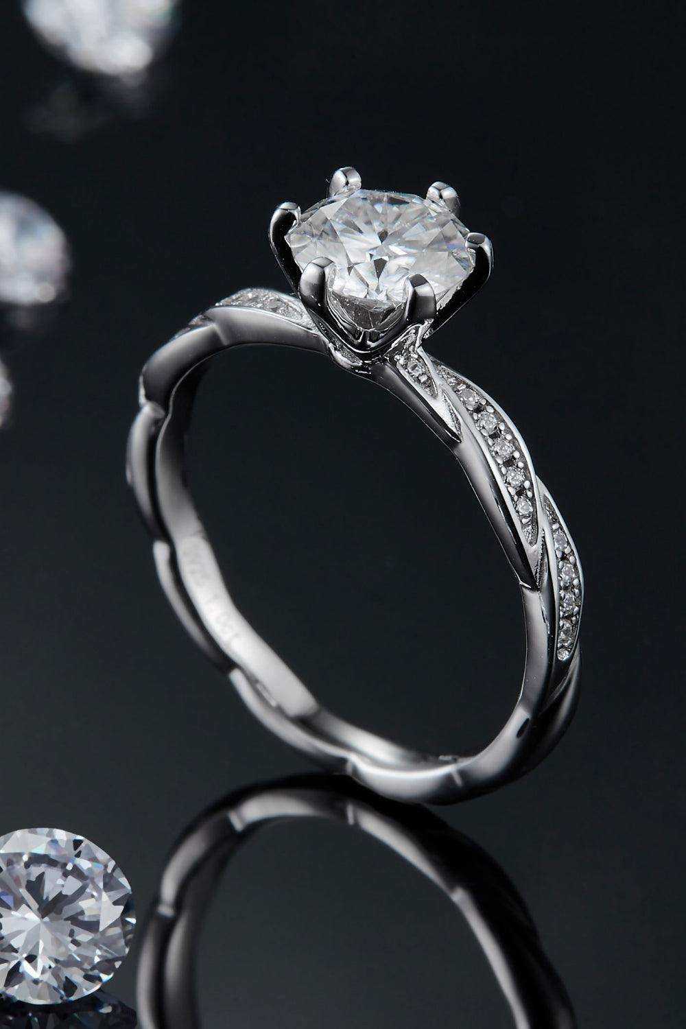 1 Carat Moissanite 925 Sterling Silver Ring - Trendsi - Flyclothing LLC