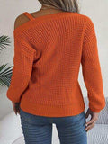 Asymmetrical Neck Long Sleeve Sweater - Trendsi - Flyclothing LLC