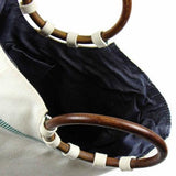 Firehose Wood Handled White Bag - Beaurer Creations