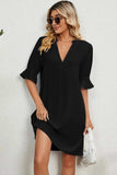 Notched Flounce Sleeve Mini Dress - Trendsi - Flyclothing LLC