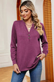 Notched Long Sleeve T-Shirt - Trendsi - Flyclothing LLC