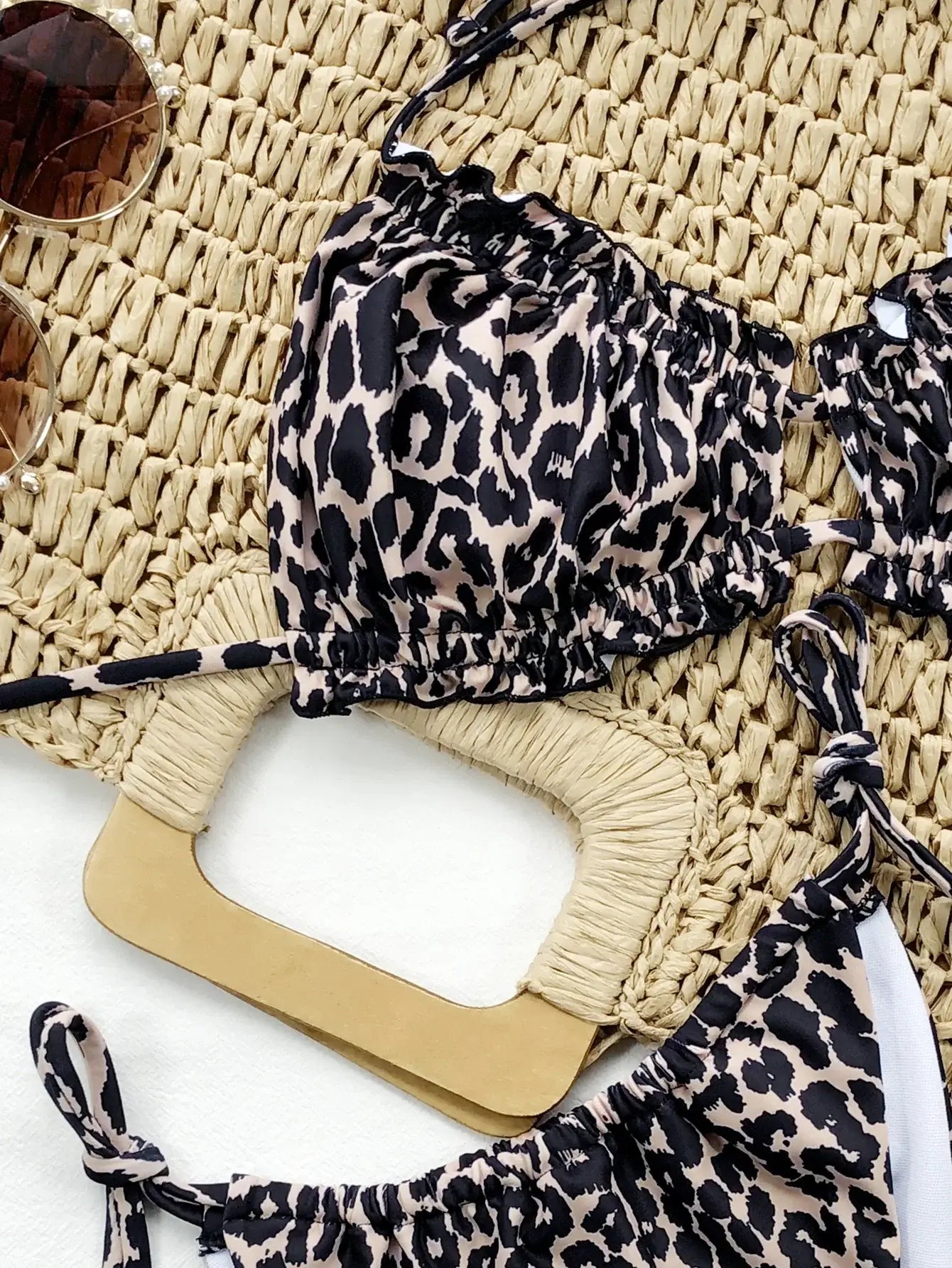 Frill Trill Halter Neck Bikini Set - Trendsi - Flyclothing LLC