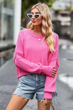 Round Neck Drop Shoulder Long Sleeve Sweater - Trendsi