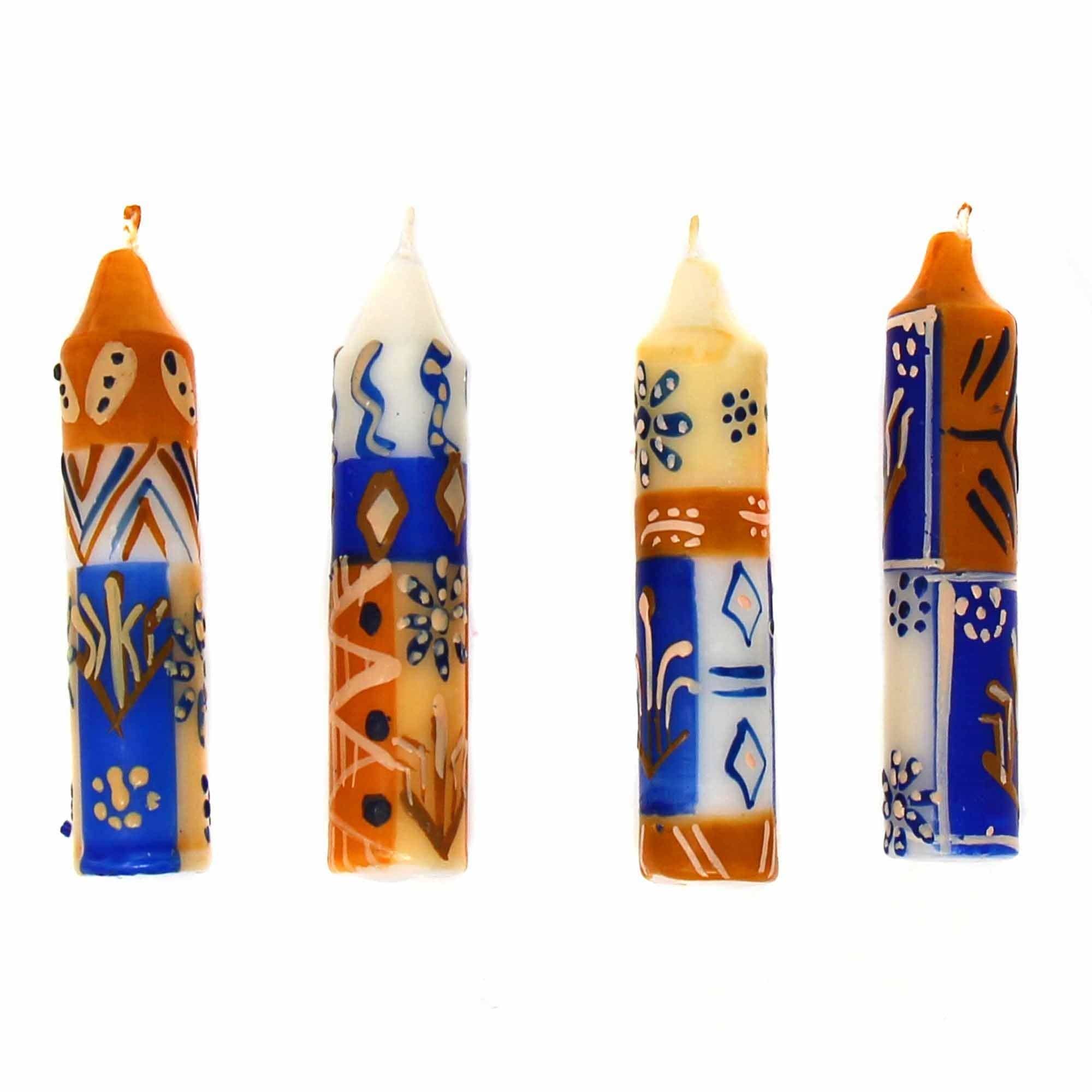 Hand-Painted 4" Dinner or Shabbat Candles, Set of 4  (Durra Design) - Flyclothing LLC